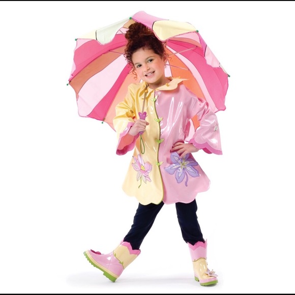 All Weather US Sizing Kidorable Lotus Flower Kids Rain Jacket Yellow /& Pink